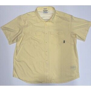 Columbia PFG Yellow Vented Shirt Men's Short Sleeve Size‎ XXL 2TG UV protection
